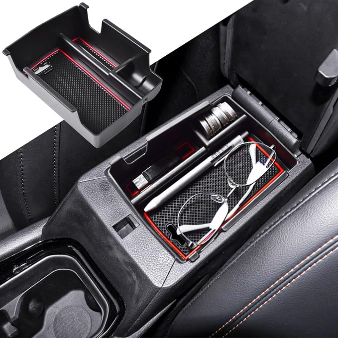Center Console Organizer Tray Compatible with Jeep Compass 2022 2023 2024 2025 Accessories Insert Armrest Glove Box Secondary Storage Divider ABS Materials，Red