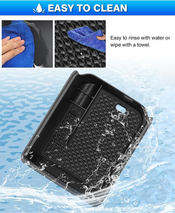 Karltys Center Console Organizer Tray for VW Volkswagen Golf GTI R MK8 2022-2025 2026 Accessories Car Middle Console Organizer Insert Tray Armrest Storage Box with Non-Slip Black Silicone Mat