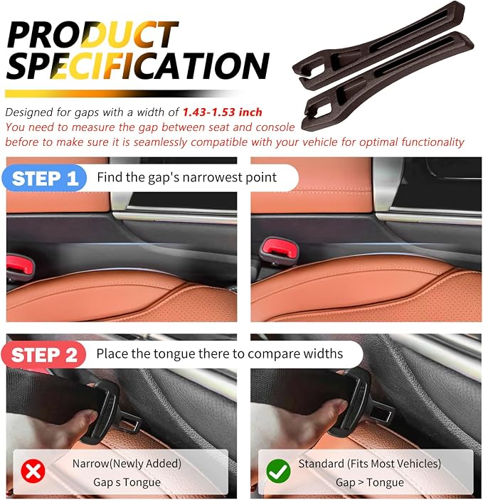 Junecarp 2PCS 2-in-1 Car Seat Gap Filler Organizer with Storage Slots,No Drop Car Gap Seat Filler for Storing Items,Universal in Between Cars Seats Catcher Cars Interior Accessories (Brown)