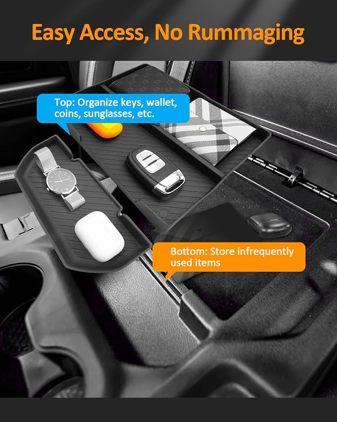 CDEFG RAM 1500 Armrest Box Storage Organizer, 2 Pack,for 2019-2025 2026 RAM1500 Center Console Tray Accessories, Fit Dodge RAM 1500 Low Profile 40/20/40 Split Bench Seat Only
