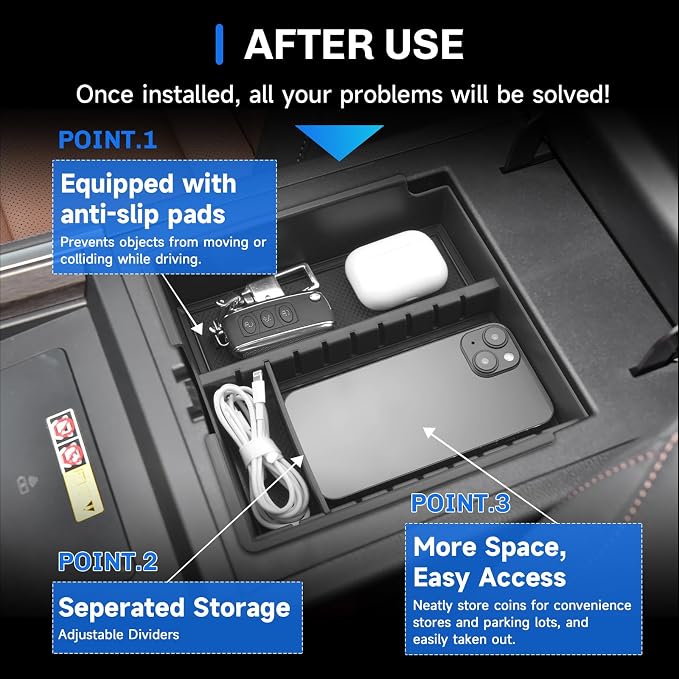 SXCY 3PCS for 2024-2026 Lexus GX550 Center Console Organizer for 2025 2026 Lexus GX550 Accessories [Armrest Console Tray+Cupholder+Wireless Charging Mat] 2024+ GX550 Armrest Insert Storage Organizer