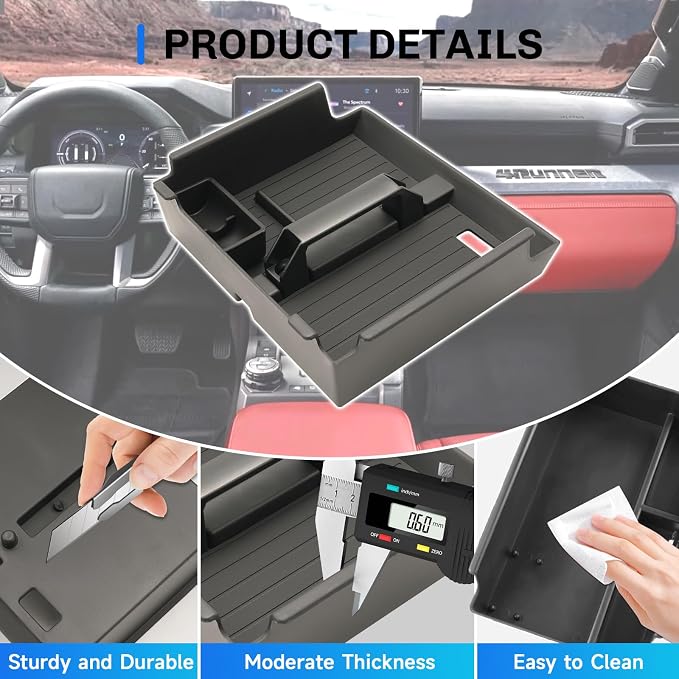 SXCY for 2025 2026 Toyota 4Runner Center Console Organizer for 2025 2026 Toyota 4Runner Accessories 2025 2026 6th Gen 4Runner Center Console Tray Middle Console Armrest Organizer(with Coin Holder)