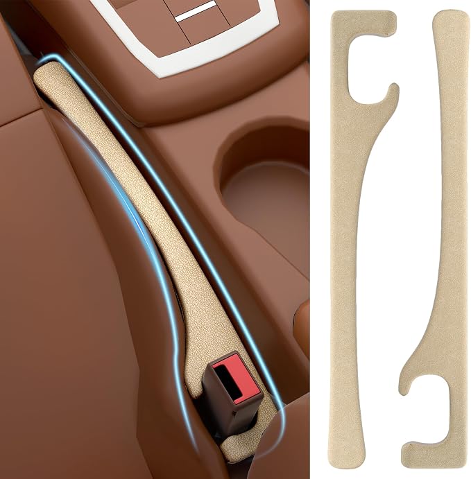JAGASOL Car Seat Gap Filler, Universal Fits Car SUV Truck PU Leather Crevice Blocker, Between Seat and Center Console, Stops Cellphone Wallet Keys Coins from Dropping, 2 Pack Beige