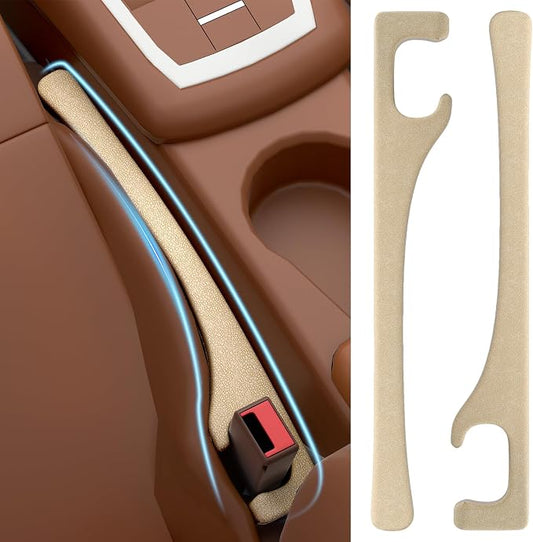 JAGASOL Car Seat Gap Filler, Universal Fits Car SUV Truck PU Leather Crevice Blocker, Between Seat and Center Console, Stops Cellphone Wallet Keys Coins from Dropping, 2 Pack Beige