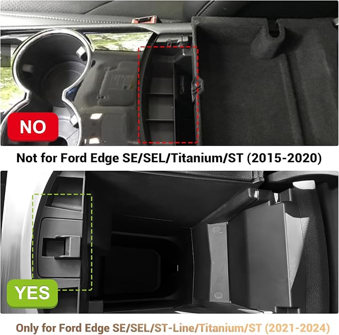 for 2024 Ford Edge Center Console Organizer Tray for 2021-2024 Edge SE/SEL/ST-Line/Titanium/ST Middle Console Storage Center Console Insert Tray Arm Rest Organizer for 2024 Ford Edge Accessories
