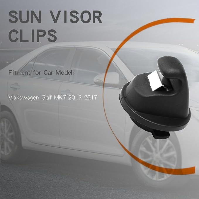 2PCS Sun Visor Clips 5G0857561B Compatible with VW Volkswagen Golf MK7 2013 2014 2015 2016 2017 (VW Black)