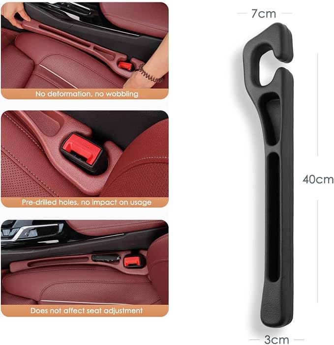 2PCS Car Seat Gapster, Car Seat Gap Filler for Filling Gaps Between Consoles, No Drop Seat Guard with Storage Slot, Black