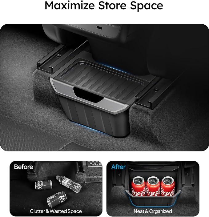 Wigoo Upgrade Tesla Model Y Accessories Rear Center Console Organizer [Partitioned Storage & Stable Installation] Backseat Storage Box for Tesla Model Y 2020~2025 (Not Fit Model Y Juniper)