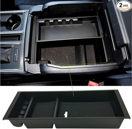 Center Console Tray Organizer Box - Secondary Storage Compatible with Ford F150 (2015-2020, 2017-2022 F250 F350 F450, 2018-2022 2023 2024 Expedition)