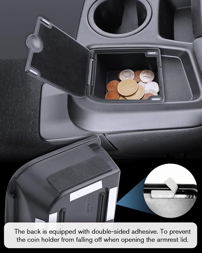 for Center Console Organizer Tray Coin Box Non-Dropping Design Compatible with 2019-2026 Silverado&Sierra 1500& 2020-2026 Silverado&Sierra 2500HD 3500HD (Split-Bench Folding Seat) ABS Materials