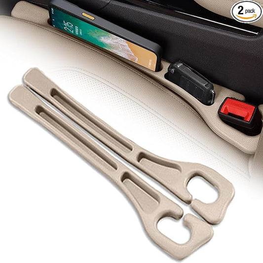 BESTKEE Car Seat Gap Filler 2 Pack, No Drop Seat Gap Plug with Dual Storage Slots, Blocks Phones Keys Coins, Flexible EVA Console Gap Filler Auto Accessories for Cars SUVs Trucks