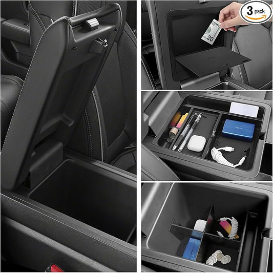 3PCS Center Console Organizer Compatible with Honda 2023-2025 2026 Pilot ＆ 2024-2026 Ridgeline ＆ 2024-2026 Passport Accessories Center Console Dividers Organizer Hidden Storage Boxv