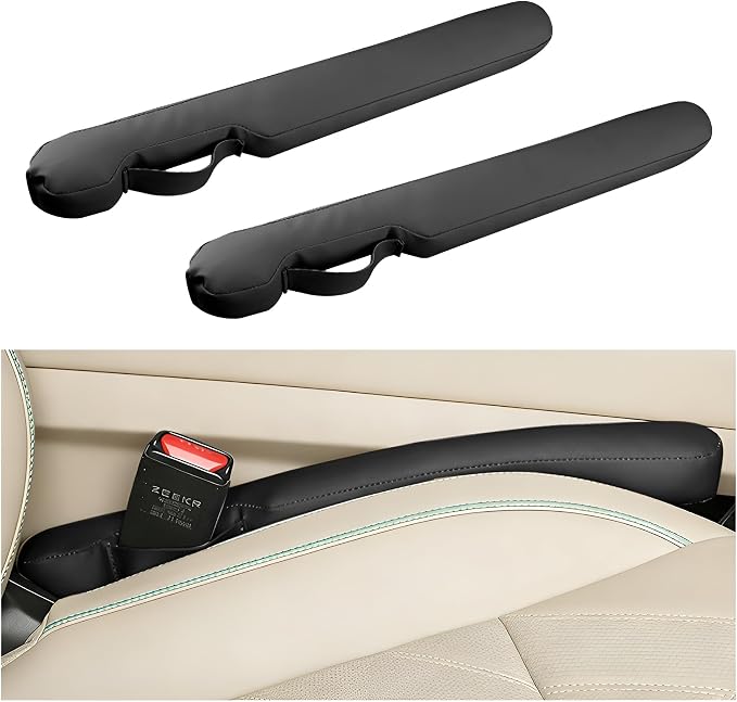 2PCS Car Seat Gap Filler, Soft Foam Automotive Organizer to Fill The Gap Between Seats Console Stop Things from Dropping, Vehicle Seat Side Gap Stopper, Universal for Truck SUV (Black)