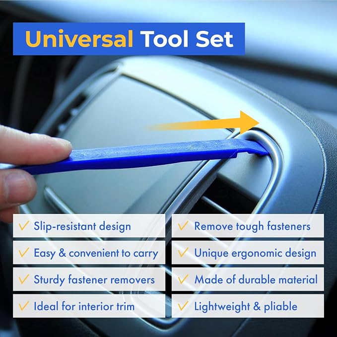 Tresalto Auto Trim Removal Tool Kit - 5 Piece Set for Dash, Door Panel, Clip Remover - Scratch-Resist Nylon Pry Tools for Interior Car Trims Work - Panel Prying Tools Included - Blue (Pack of 2)