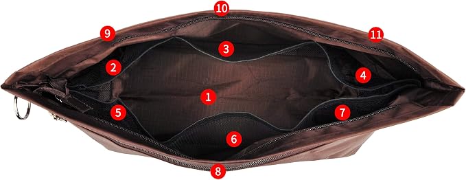 Vercord Handbag Purse Tote Pocketbook Organizer Insert Zipper Closure 11 Pockets 3 Sizes Many Colors