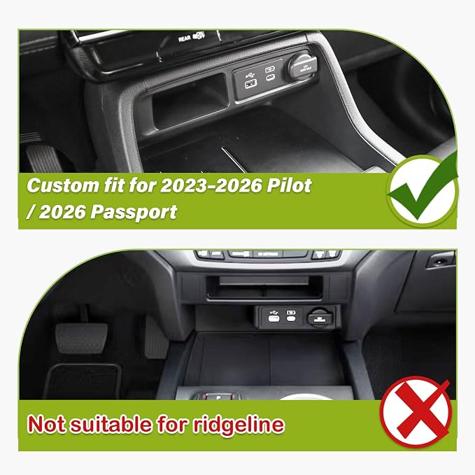 HGWEI Center Console Organizer Compatible with Honda Pilot 2023-2026 and Passport 2026 Interior Accessories, Hidden Glove Box Middle Armrest Drawer Storage Tray for Small Items (Not for Ridgeline)