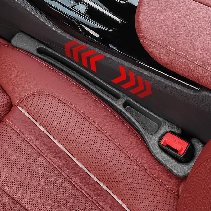 Car Seats Gap Filler Dual-Slot Car Seat Gap Organizer – with Belt Slot, Anti-Drop Gap Filler for Cars & SUVs – No More Lost Items, All Within Reach (2PCS)