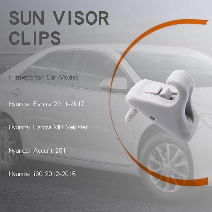 852353X000TX Sun Visor Clips Compatible for Hyundai Elantra, i30, Accent / 2pcs (Gray)