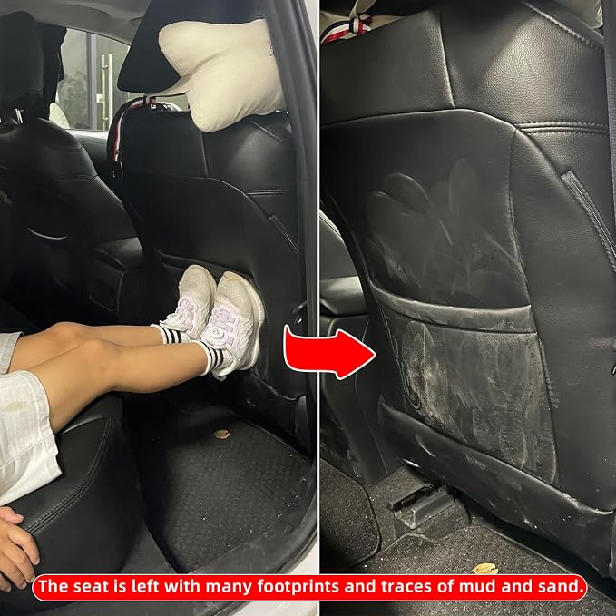TAIKOO Seat Back Protector w/Dual Pockets,Guards Seats from Kicks & Scuffs | Keeps seat backs looking new for a long time. Easy to install and clean. 2-piece set, size: 30in × 18in × 0.2in
