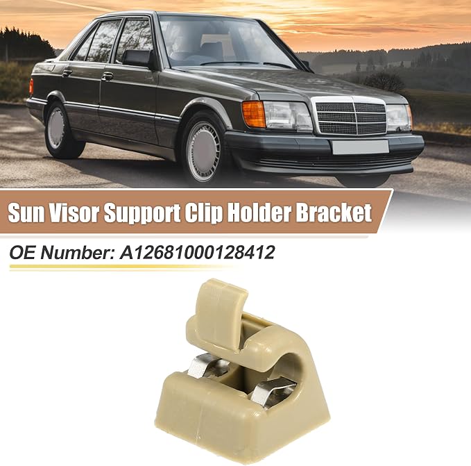 uxcell 2pcs Sun Visor Support Clip Retainer for Mercedes-Benz W201 190 Class 1982-1993 No.A12681000128412 Sun Visor Support Clip Holder Bracket Hanger Plastic Beige Anti Vibration