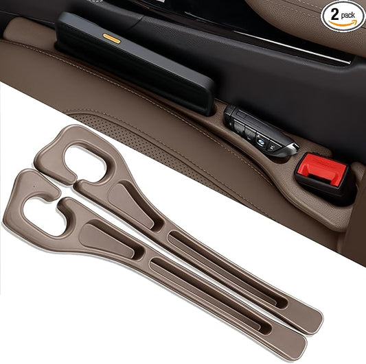 BESTKEE Car Seat Gap Filler 2 Pack, No Drop Seat Gap Plug with Dual Storage Slots, Blocks Phones Keys Coins, Flexible EVA Console Gap Filler Auto Accessories for Cars SUVs Trucks