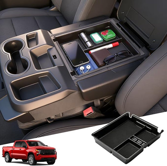 Jump Seat Console Organizer Tray for 2019-2026 Chevy Silverado / GMC Sierra 1500 and 2020-2026 Silverado/Sierra 2500 HD 3500HD Interior Accessories - Only for Split Bench Seat Console Armrest Storage