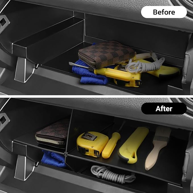 Glove Box Dividers Organizer Compatible with Toyota 2016-2020 2021 2022 2023 Tacoma Accessories Black ABS Material Center Console Organizer