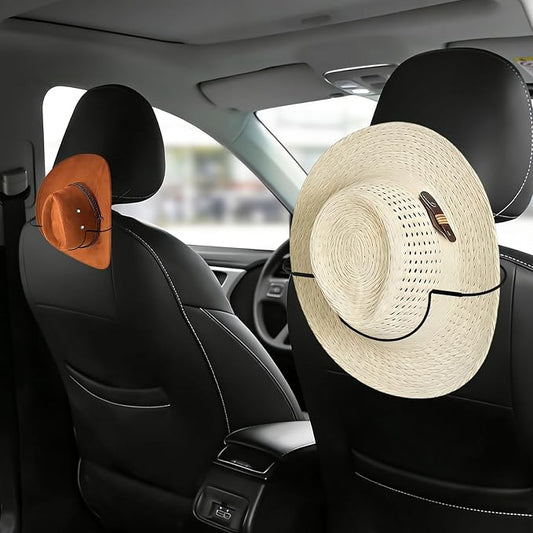 2 Folding Design Hat Rack, Cowboy Hat Holder For Truck SUV Car To Keep-Hat-Shape, Automotive Seat Back Hard Hats Holder Car Clothes Hanger, Cowboy Hats Organizer for Auto Travel