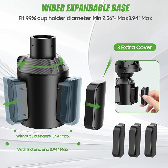 10L0L Upgraded 64oz Large Cup Holder Expander for Car, Expandable Cup Holder Adapter with Adjustable Base, Universal Compatible with Yeti, Hydro Flasks, Owala, Other Big Bottles Mugs Drinks
