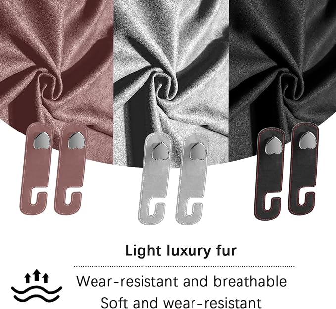 Car Seat Headrest Hook, 2PCS Suede Leather Cute Love Heart Type Vehicle Storage Hanger for Purse Bag, Auto Interior Seat Back Organizer Accessories, Universal for SUV Sedan Truck (Gray)