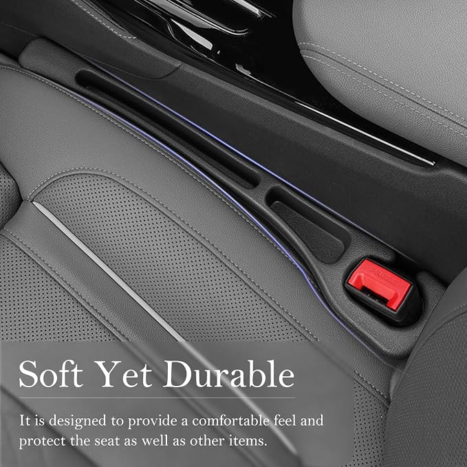 Car Seat Gap Filler 2-Pack, Universal Car Seat Gap Filler Organizer, Seat Gap Plug – Fills Gap Between Seat & Console, Drop-Proof Guard for Phones, Keys & Cards, Fits Cars, SUVs, Trucks, Black