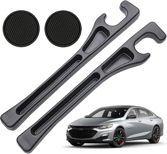 Pukonger Car Seat Gap Filler Compatible with Chevy Trax Malibu Equinox Accessories Seat Gap Plug Blocker with Storage Slot Organizer Non-Slip Car Cup Holder Coaster 2 Pack Black