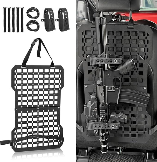 Rigid Molle Panels For Vehicles Truck Mount Rack Panel Tactical Seat Back Organizer Adjustable Versatile Panel (Molle Panels w/gun rack mount)