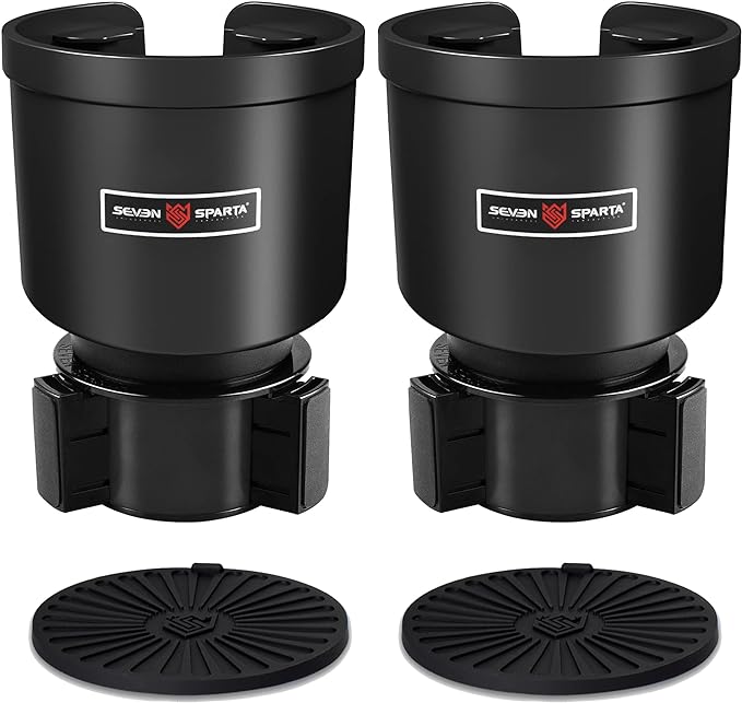 Upgraded Car Cup Holder Expander Adapter with Offset Adjustable Base, Compatible with Yeti 14/24/36/46oz Ramblers, Hydro Flasks 32/40oz, Other Large Bottles Mugs in 3.5"-4.0", 2 Pack