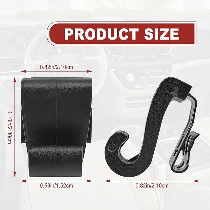 Door Sun Shade Hook Clips, Compatible with Chrysler Voyager 2017-2022, Pacifica 2017-2022, Window Shade Hook Replace OE #5XR76DX9AA (2 pcs Black)