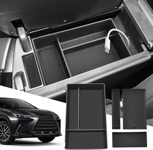 SXCY for 2022 2023 2024 2025 2026 Lexus NX Center Console Organizer Tray for 2022 2023 2024 2025 2026 Lexus NX 350 Accessories Console Tray 2023 2024 2025 2026 NX Center Console Organizer (Black)
