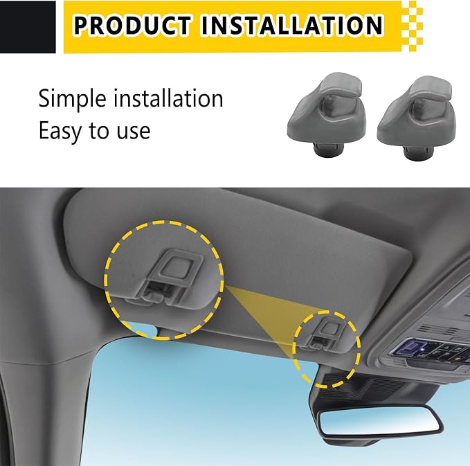 2PCS Sunvisor Clip Hook, Sun Visor Retainer Clip Replace 888217-S01-A01ZA, Compatible with Accord 1998-2007 Civic 1996-2004 CR-V 2007-2011 Element 2003-2005 Odyssey 1999-2010 (Gray)