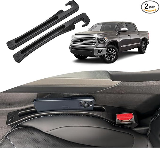 Tundra Seat Gap Filler, Car Seat Gap Filler Organizer Stop Things from Dropping Customized Interior Accessories for Truck, Black Pack of 2
