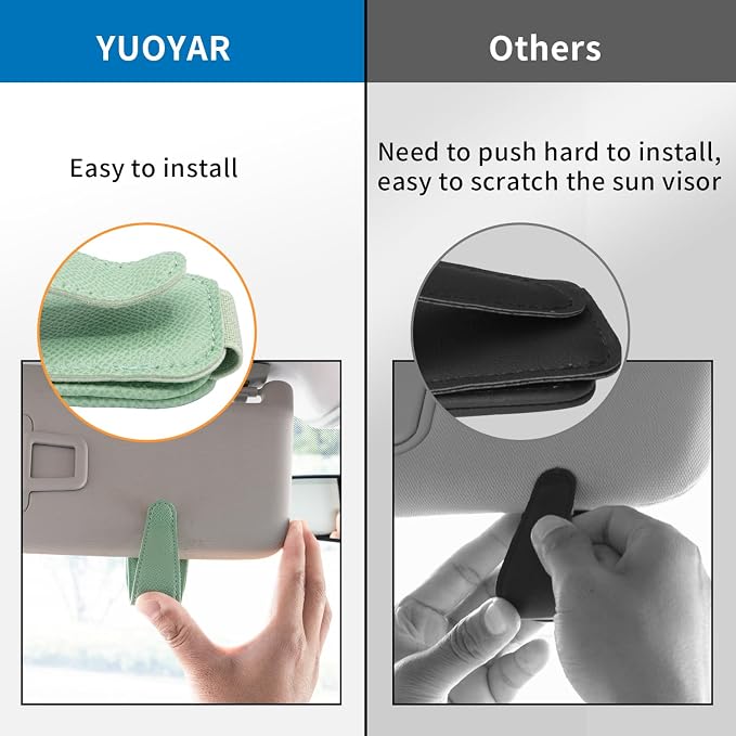 Yuoyar 2 Packs Magnetic Sunglass Holder for Car Visor (Green) | Magnetic Interior Car Accessories