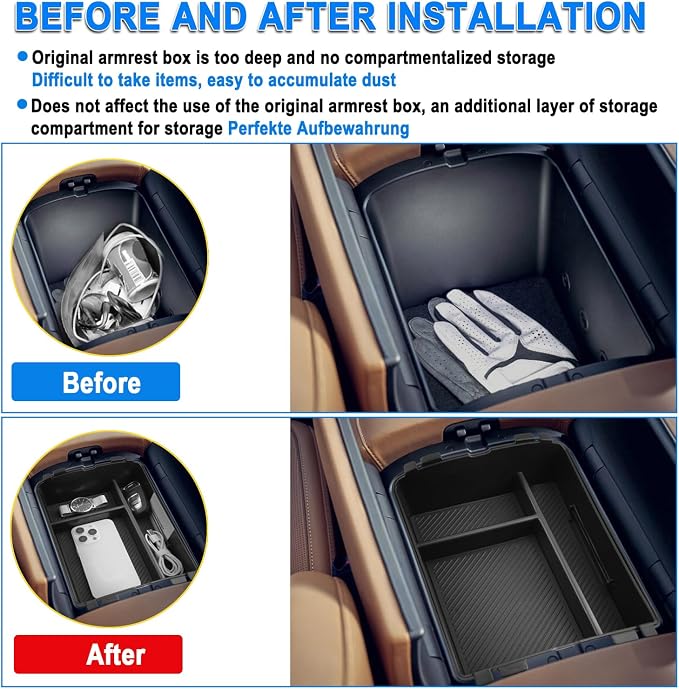 SHAOHAO 3 Pcs for 2026 Hyundai Palisade Center Console Organizer & Lower Organizer for 2026 Hyundai Palisade Calligraphy Accessories Console Tray Pliasade Hybrid Armrest Storage Box (Only for 7-Seat)