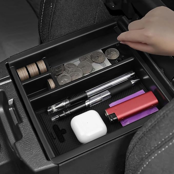 Center Console Organizer Compatible with Toyota 2016-2020 2021 2022 2023 Tacoma Accessories ABS Plastic Material Armrest Secondary Storage Box