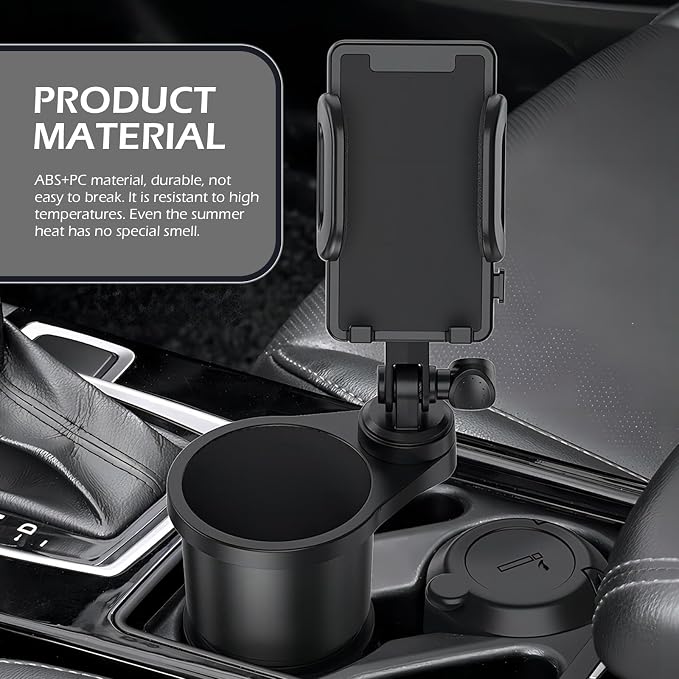 Car Cup Holder Mobile Phone Mount, Two-in-one Multi-Function Beverage Can Rack, 360 Degree Rotatable and Adjustable Navigation Bracket, for Most Cars Cup Holder Expander (Black)
