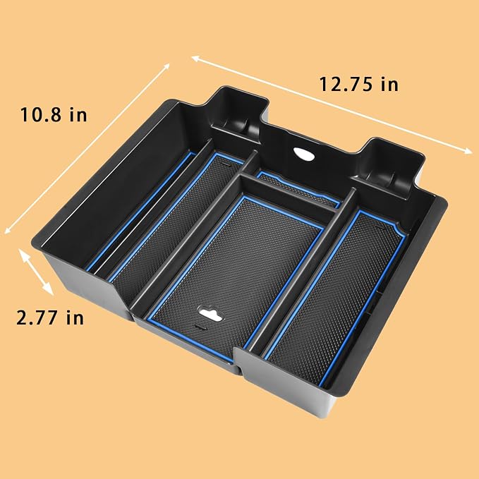 [Full-Coverage Center Console Organizer Compatible with 2019-2022 Chevy Silverado 1500/GMC Sierra 1500 and 2020-2023 Silverado/Sierra 2500/3500HD Accessories, Armrest Insert Tray, Blue