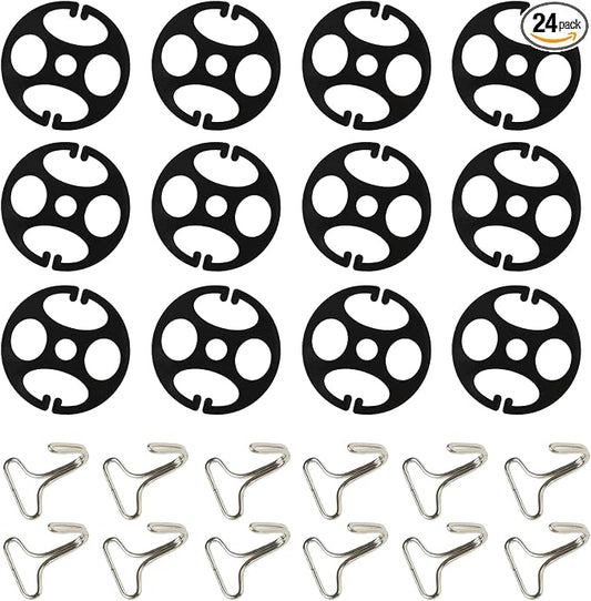 24PCS Car Seat Cover Plum Plate Metal Hook, 12PCS Plastic Car Seat Covers Chucks Fixed Fastener Buckle, 12PCS Metal Hooks Set Locking Clips for Car Seat Replacements Accessories (Black)