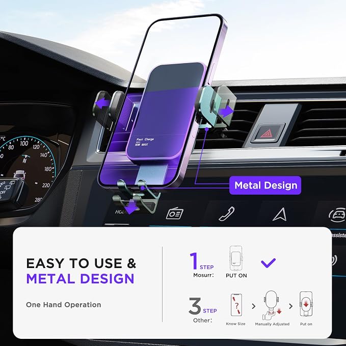 Wireless Car Charger,【7 Colored LED Backlit】 15W Auto Clamping Phone Mount Holder fit for iPhone 15 14 13 12 Mini Pro Max 11 XR XS X, Samsung Galaxy S23 Ultra S22 S21+ S10+ Note 20, etc - Green