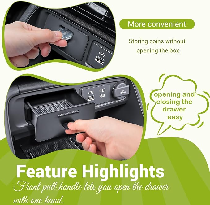 HGWEI Center Console Organizer Compatible with Honda Pilot 2023-2026 and Passport 2026 Interior Accessories, Hidden Glove Box Middle Armrest Drawer Storage Tray for Small Items (Not for Ridgeline)