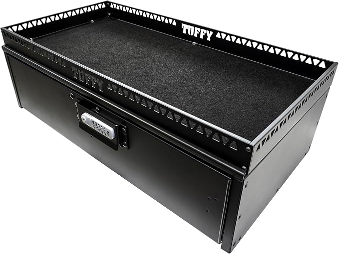 Tuffy Security Drawer with Shelf – Universal Fit for Mid-Sized SUVs | Heavy-Duty Locking Cargo Storage Box | Black Steel, 85 lb Capacity