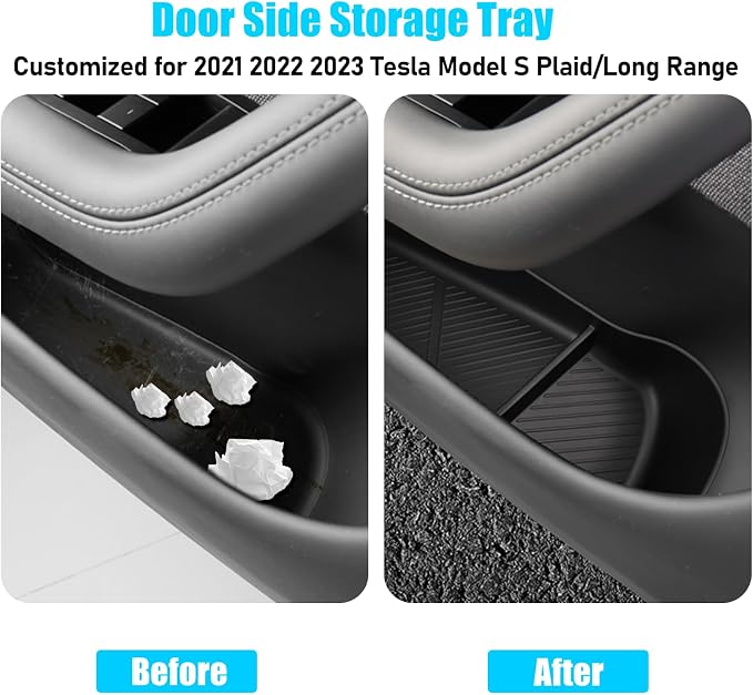 Jaronx Compatible with 2021-2026 Tesla Model S Door Side Organizer, 4PCS Front Rear Doors Pockets Inserts Storage Tray for Tesla Model S Accessories 2021 2022 2023 2024 2025 2026