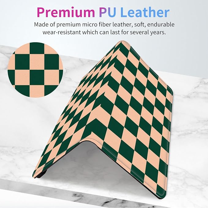 Car Registration and Insurance Holder,PU Leather Car License Document Insurance and Registration Card Holder Men Women Vehicle Glove Box Organizer Auto Accessories-Dark Green Checkerboard Pattern