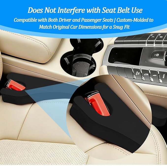 Car Seat Gap Filler, 2PCS Between Seat and Centre Console No Drop Vehicle Gap Plug, Automotive Interior Front Chair Blocker Stop Things from Dropping, Universal for SUV Caravan Truck (Black)